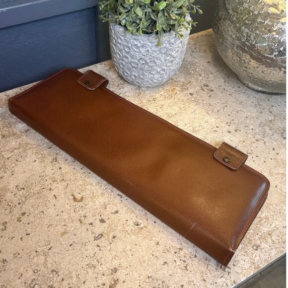 Vintage Brown Cowhide Leather Tie Case Travel Storage Hanger Organizer - Picture 1 of 6